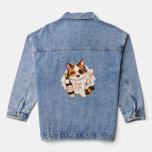 Gezellige Schattige Schimmelkat Bruid in spe Denim Jacket (Achterkant)