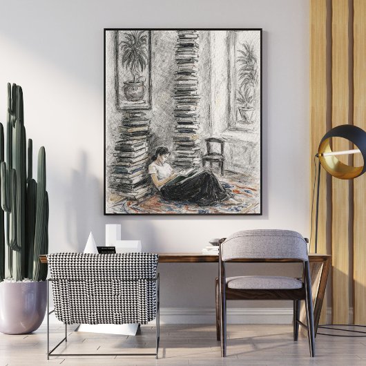 Gezellige schets | boekenwandkunst poster