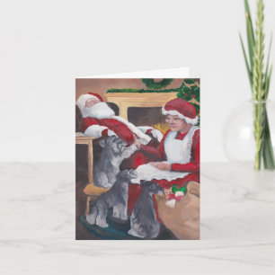 Gezellige Schnauzer Christmas Dog Art Wenskaart Kaart
