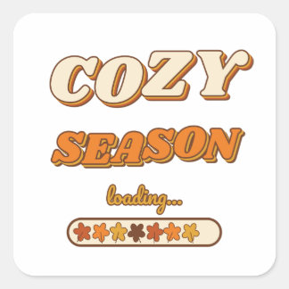 Gezellige Seizoen Loading... Retro 70s Herfst Typo Vierkante Sticker