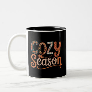 Gezellige Seizoen Retro Herfst Wordt Gezellig Than Tweekleurige Koffiemok