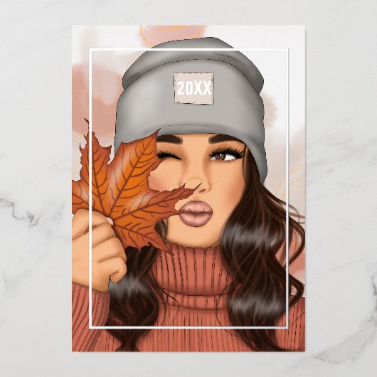 Gezellige Seizoensherfst - Kerstmis Folie Feestdagenkaart (Voorkant)