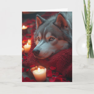 Gezellige Siberische Husky Valentijnsdag Kaart