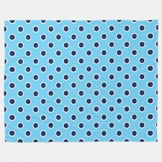 Gezellige Sky Blue Fleece Deken met Navy Polka Dot (Voorkant (Horizontaal))