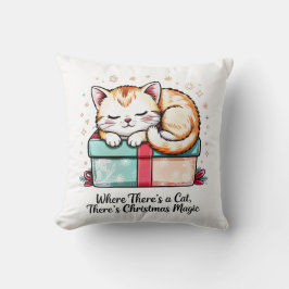 Gezellige slapende kitten - Winter Huisdecoratie Kussen