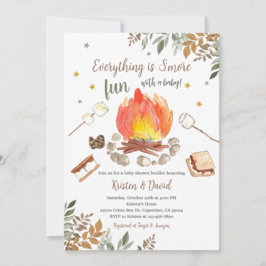 Gezellige S'mores Herfst Baby Shower Kaart (Voorkant)