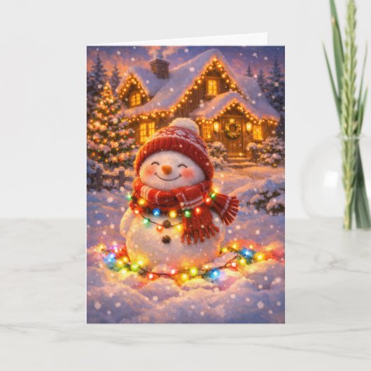 Gezellige Sneeuwman Kaart (Voorkant)