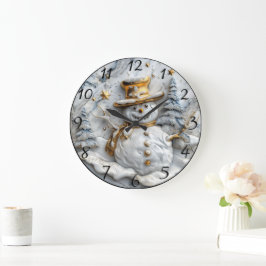 Gezellige sneeuwman kerstdecor grote klok