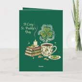 Gezellige St. Paddy's Day Ierse Koffie en Oud Boek Kaart (Achterkant)