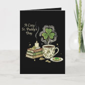 Gezellige St. Paddy's Day Ierse Koffie en Oud Boek Kaart (Voorkant)