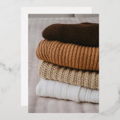 Gezellige stapel warme gebreide wintertruien folie uitnodiging (Voorkant / Achterkant)