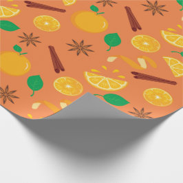 Gezellige Star Anise en Sinaasappels Naadloze Than Cadeaupapier