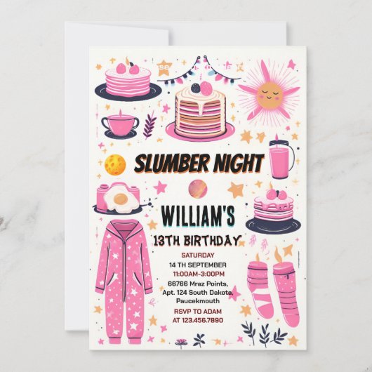 gezellige sterren Sleepover Slumber Party 13e verj Kaart (Voorkant)