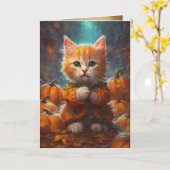 Gezellige sweater kitten, Schattigee Tabby Cat, Ha Kaart (Gele Bloem)
