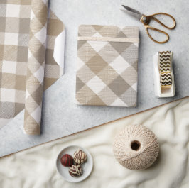 Gezellige Taan Crème Cottage Linnen Plaid Patroon Cadeaupapier