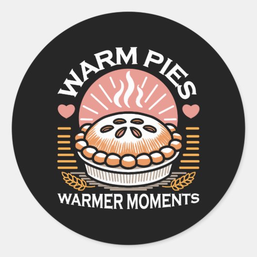 Gezellige taart illustratie: warme taarten warmere ronde sticker (Voorkant)