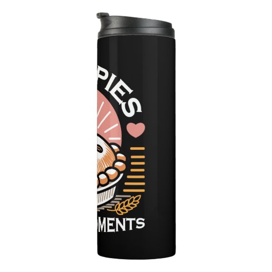 Gezellige taart illustratie: warme taarten warmere thermosbeker (Geroteerd rechts)