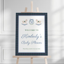 Gezellige Tartan Schommelpaard Baby Shower Welkoms