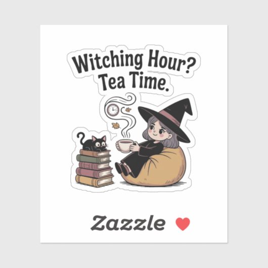 Gezellige Tea Witch Reading - Herfst Cottage Vibes Sticker (Vel)
