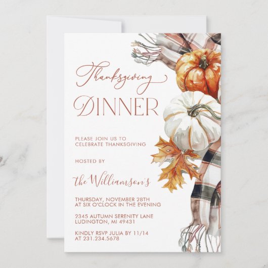 Gezellige Thanksgiving Dinner Invitation Kaart (Voorkant)