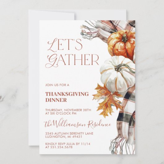 Gezellige Thanksgiving-uitnodiging - Laten we same Kaart (Voorkant)