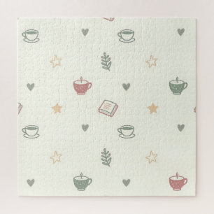 Gezellige Thee Boeken Kaars Patroon Zachte Legpuzzel