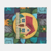 Gezellige thuishaven fleece deken (Voorkant (Horizontaal))