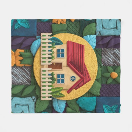 Gezellige thuishaven fleece deken (Voorkant (Horizontaal))