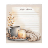 Gezellige tijd met kop koffie en kaars Notitieblok (Voorkant)