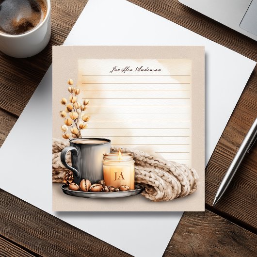 Gezellige tijd met kop koffie en kaars Notitieblok