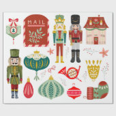 Gezellige traditionele Notenkrakers Kerstpatroon Cadeaupapier (Vlak)