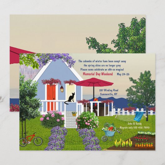 Gezellige tuin uitnodiging (Voorkant / Achterkant)