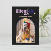 Gezellige Twilight Funny Retro Hond Kerstfoto Feestdagenkaart (Staand voorkant)