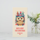 Gezellige Uil Familie Hoge Kerstkaart (Staand voorkant)