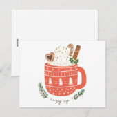 Gezellige Up warme chocolademelk Kerstmis Feestdagenkaart (Voorkant / Achterkant)