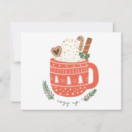 Gezellige Up warme chocolademelk Kerstmis Feestdagenkaart