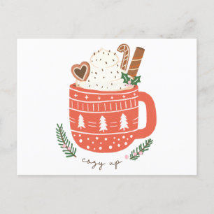 Gezellige Up warme chocolademelk Kerstmis Feestdagenkaart