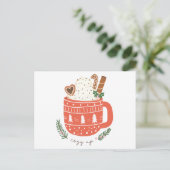 Gezellige Up warme chocolademelk Kerstmis Feestdagenkaart (Staand voorkant)