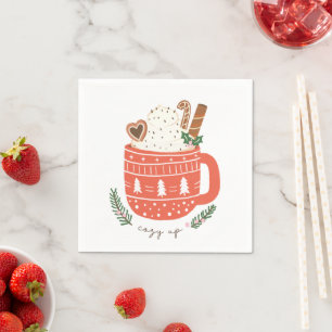 Gezellige Up warme chocolademelk Kerstmis Servet