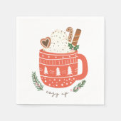 Gezellige Up warme chocolademelk Kerstmis Servet (Voorkant)