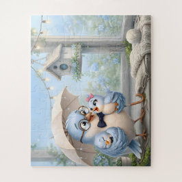 Gezellige Vader Vogel Familie Puzzel
