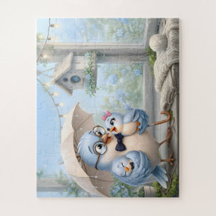 Gezellige Vader Vogel Familie Puzzel