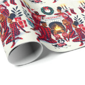 Gezellige vakantie Afro-Amerikaanse familie pyjama Cadeaupapier (Rol Hoek)