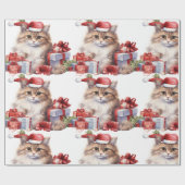 Gezellige vakantie kat met feestelijke inrichting cadeaupapier (Vlak)