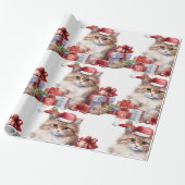 Gezellige vakantie kat met feestelijke inrichting cadeaupapier (Uitgerold)