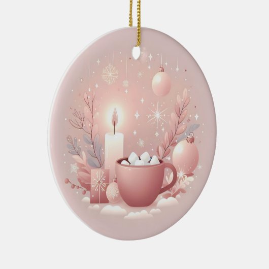 Gezellige Vakantie Zachte Pastel Blush Roze Rond Keramisch Ornament (Rechts)