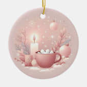 Gezellige Vakantie Zachte Pastel Blush Roze Rond Keramisch Ornament (Voorkant)