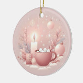 Gezellige Vakantie Zachte Pastel Blush Roze Rond Keramisch Ornament (Links)
