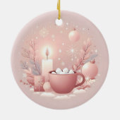 Gezellige Vakantie Zachte Pastel Blush Roze Rond Keramisch Ornament (Achterkant)