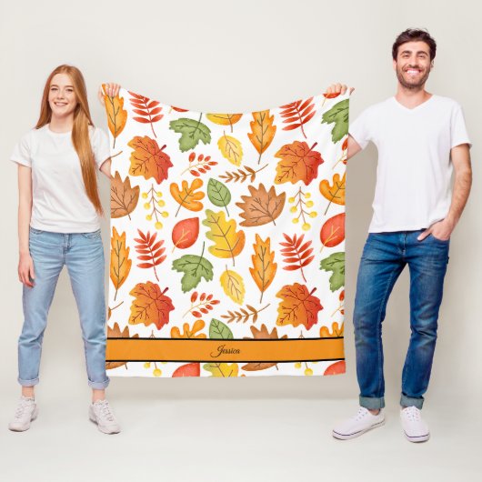 Gezellige val laat gepersonaliseerde naam achter fleece deken (In situ)